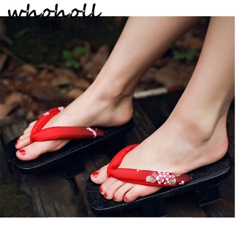 whoholl geta women sandals traditional japanese wooden geta two teeth clogs shoes cosplay