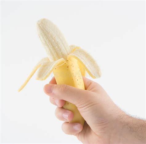 Erotische Banaan En Donut In Handen Als Symbool Van De Penis En Vagina