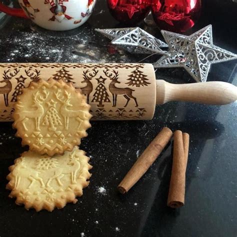 Christmas 3d Rolling Pin Xmas Cookies Embossed Rolling Pin