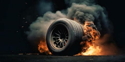 Premium Ai Image The Car Tire On Fire With Smoke Coming From It