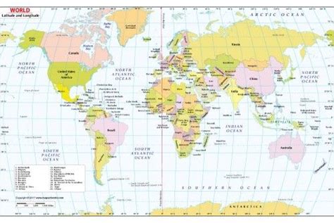 World Map With Latitude And Longitude Mapa Del Mundo Mapa Político
