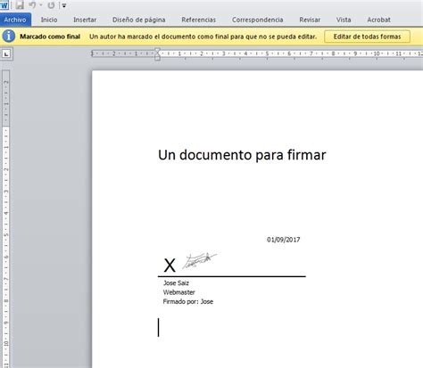 Firmar Documentos Word Con Office 2010 Informática Cotidiana