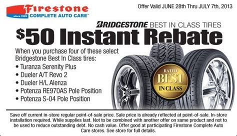 Firestone Bridgestone Tire Rebate