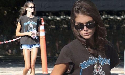 Kaia Gerber Shows Her Motorhead Fandom In A Band T Shirt As She Steps