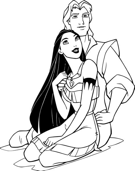 Coloriage Pocahontas Et John Smith à Imprimer