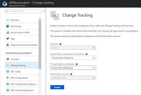 Managing Change Tracking Feature In Azure Automation