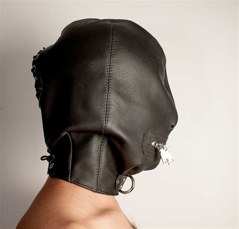 Leather Bondage Hood Leather Mask Bdsm Bondage Gear Sensory Etsy