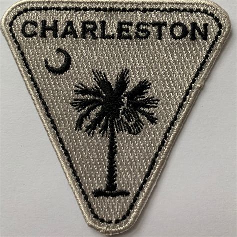 Charleston Sc With Palm And Moon Triangle Embroidery Patch Charleston
