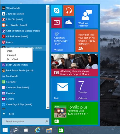 Windows 10 How To Use And Customize The New Start Menu Next Of Windows