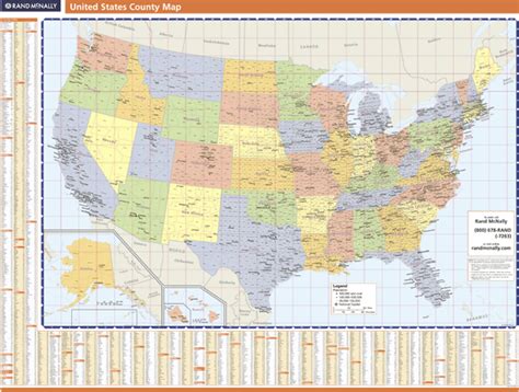 United States Color Wall Map With Counties By Rand Mcnally Mapsales