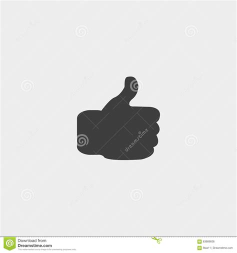 Thumbs Up Icon In A Flat Design In Black Color Vector