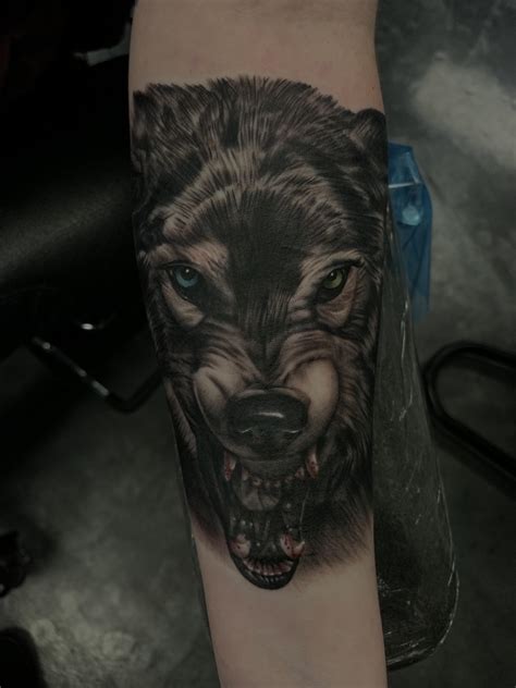 Heterochromia Wolf Done By Sterling Sacred Raven Tattoo Rtattoo