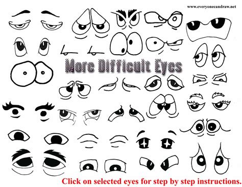 Cartoon eyes typically have less detail than a realistic rendition of the eye. Cartoon Eyes, Mix and Match to Create your own Cartoons.
