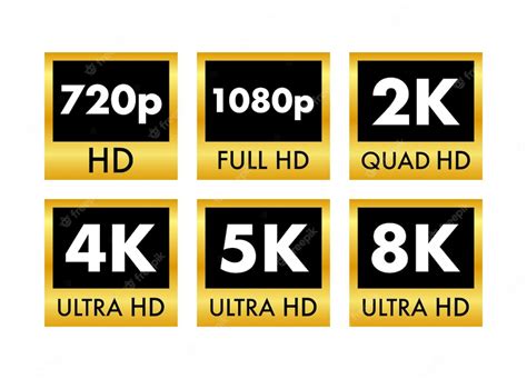 Premium Vector Video Dimension Labels Video Resolution 720 1080 2k 4k