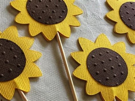Sunflower Cupcake Toppers Garden Party Farm Theme Decor Etsy