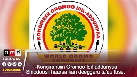 Omn Kongiransiin Oromoo Idil Addunyaa Sinodoosii Haaraa Deeggaruu Ibse