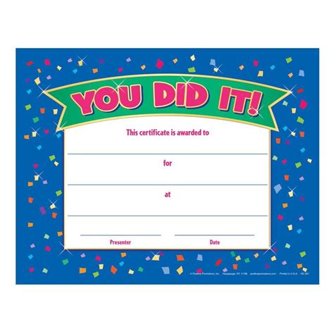 You Did It Gold Foil Stamped Certificate