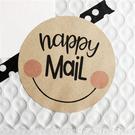 Happy Mail Stickers 25 Pegatinas Redondas De Envío Con Etsy