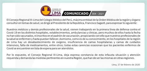 Comunicado Consejo Regional Iii Lima Cmp