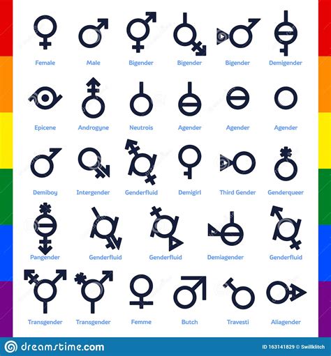 Collection Of Gender Icons Or Signs For Sexual Freedom And Equality In