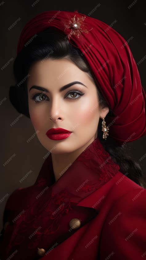 Premium Ai Image Beautiful Arab Woman In Red Dress And Turban