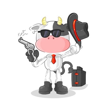 Premium Vector Cow Mafia With Gun Character Cartoon Mascot Vector