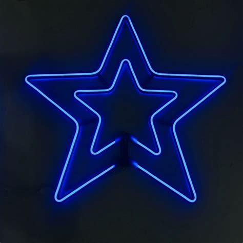 Led Blue Star Shaped Neon Light Christmas Star Marquee Signs Wall