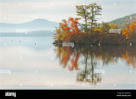 Fall Foliage Reflecting On Lake Winnipesaukee Meredith New Hampshire