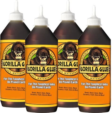 Gorilla Glue 1044360 1 Litre 4 Pack Pu Water Activated Glue Light