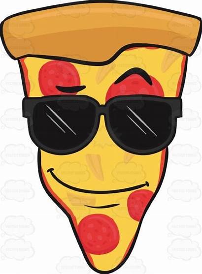Pizza Cartoon Pepperoni Clipart Sunglasses Slice Emoji