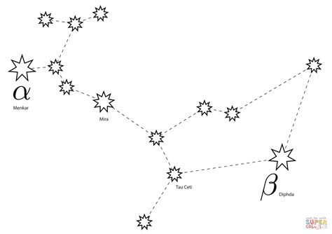 Dibujos de constelaciones para colorear y pintar. Cetus Constellation coloring page | Free Printable ...