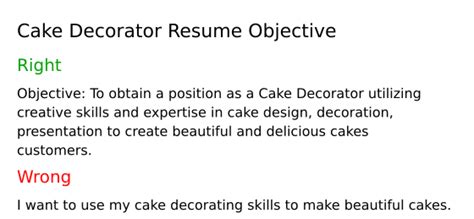 Top 18 Cake Decorator Resume Objective Examples Resumecat