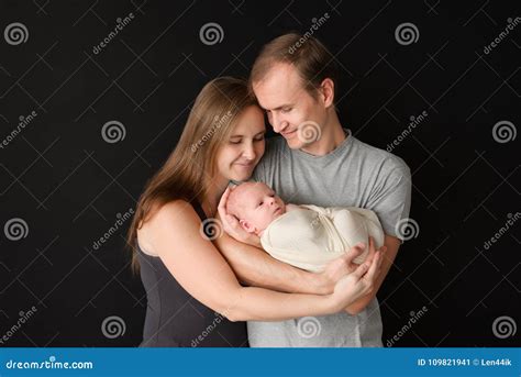 Happy Parents With Newborn Baby Stock Image Image Of Little Couple