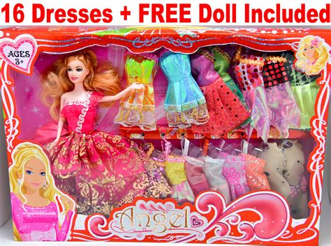 16 Dresses For Barbie Dolls Clothes Accessories Barbies Toys Dream Sets Closet Muñecas
