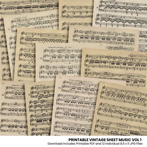Printable Vintage Sheet Music 01 Steinmixedmedia
