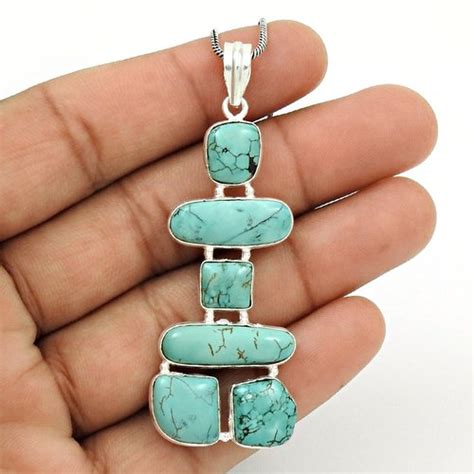 Sterling Silver Inukshuk Pendant Natural Tibetan Turquoise Gemstone