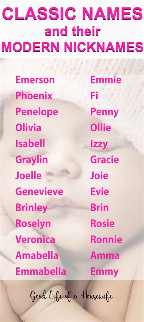 Classic Girl Names With Cool Nicknames Good Life Of A Housewife