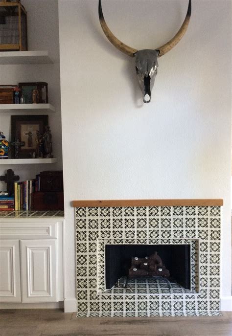 My New Talavera Tile Fireplace And Bookcase Chimeneas Estudio