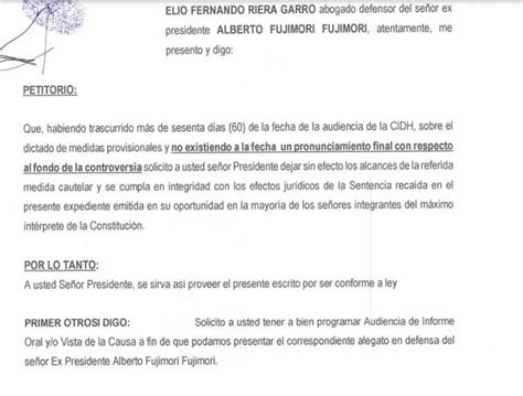 Alberto Fujimori Defensa Solicita Al Tc Excarcelación Ante Falta De Pronunciamiento De La Corte