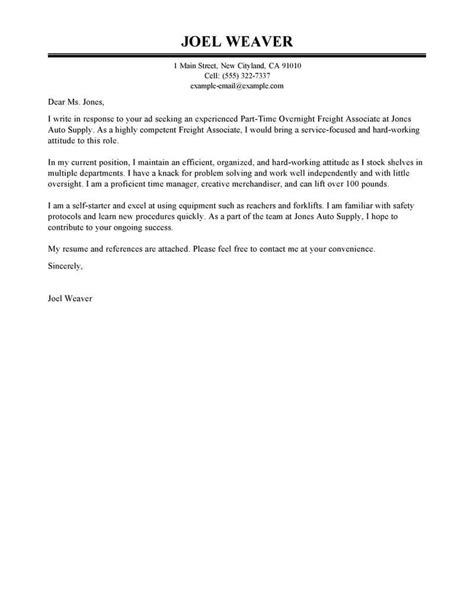 Free Part Time Overnight Freight Associates Cover Letter Examples