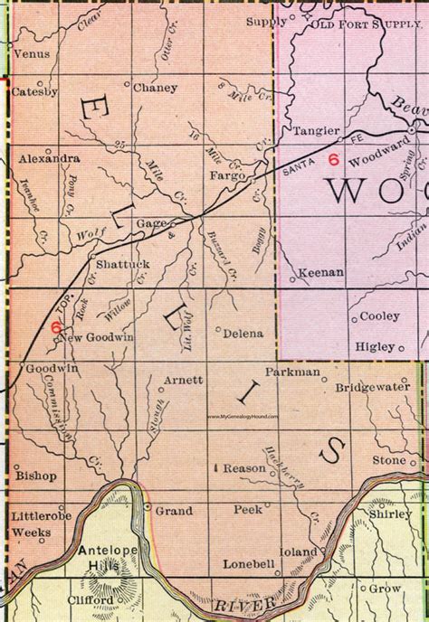 Ellis County Oklahoma 1911 Map Rand Mcnally Gage Arnett Shattuck