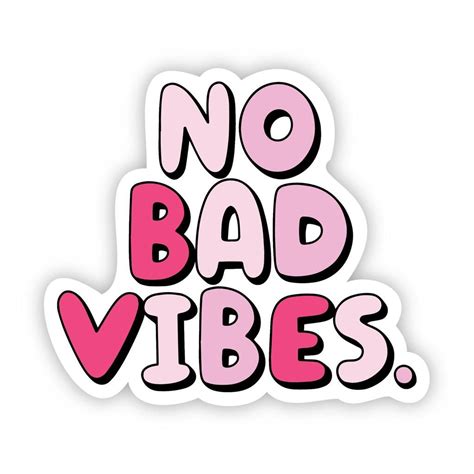 No Bad Vibes Pink Aesthetic Sticker Aesthetic Stickers Preppy