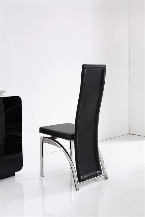 Alisa Dining Chair Black Leather And Chrome