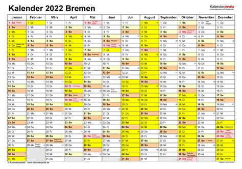 Kalender 2021 nrw mit feiertagen und ferien zum ausdrucken. Kalender 2022 Bremen: Ferien, Feiertage, PDF-Vorlagen