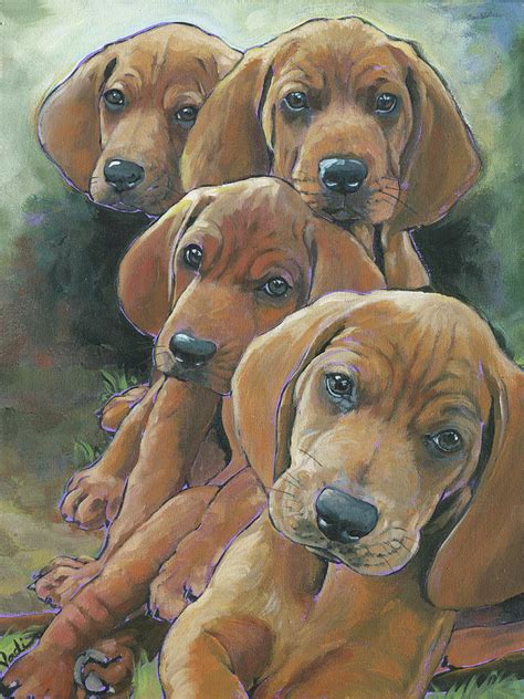 Redbone Coonhound Puppies Painting By Nadi Spencer Fine Art America