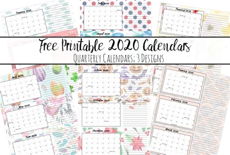 Catch 3 Month 2020 Quarterly Calendar With Holidays Printable