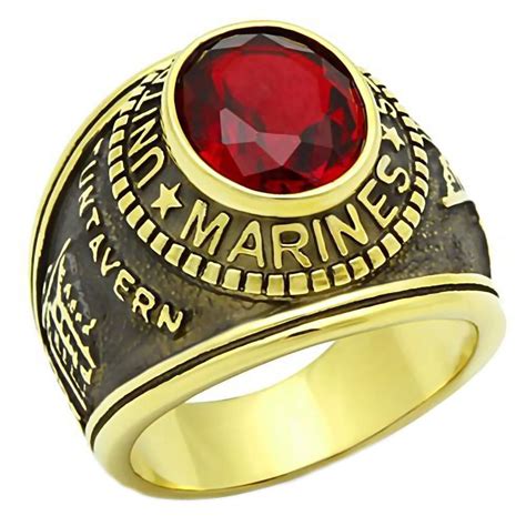 Marines G Mens Us Marine Corps 316l Steel Ring And Ip 14k Gold