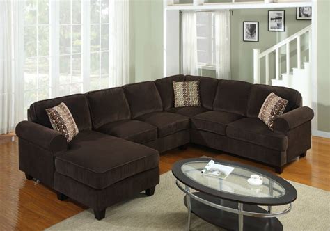 3 Pc Modern Brown Corduroy Sectional Sofa Living Room Set Tbqs727p3