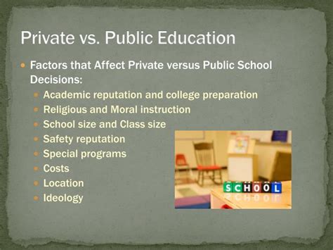 Ppt Private School Education Vs Public School Education Powerpoint