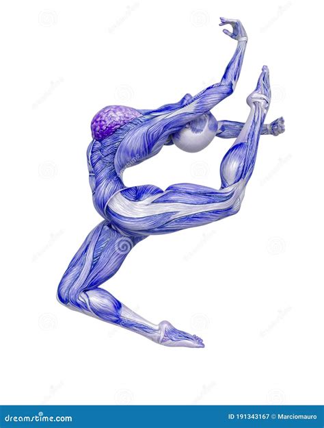 Female Bodybuilding In Muscle Maps Doing A Jump Ballet Dance In White